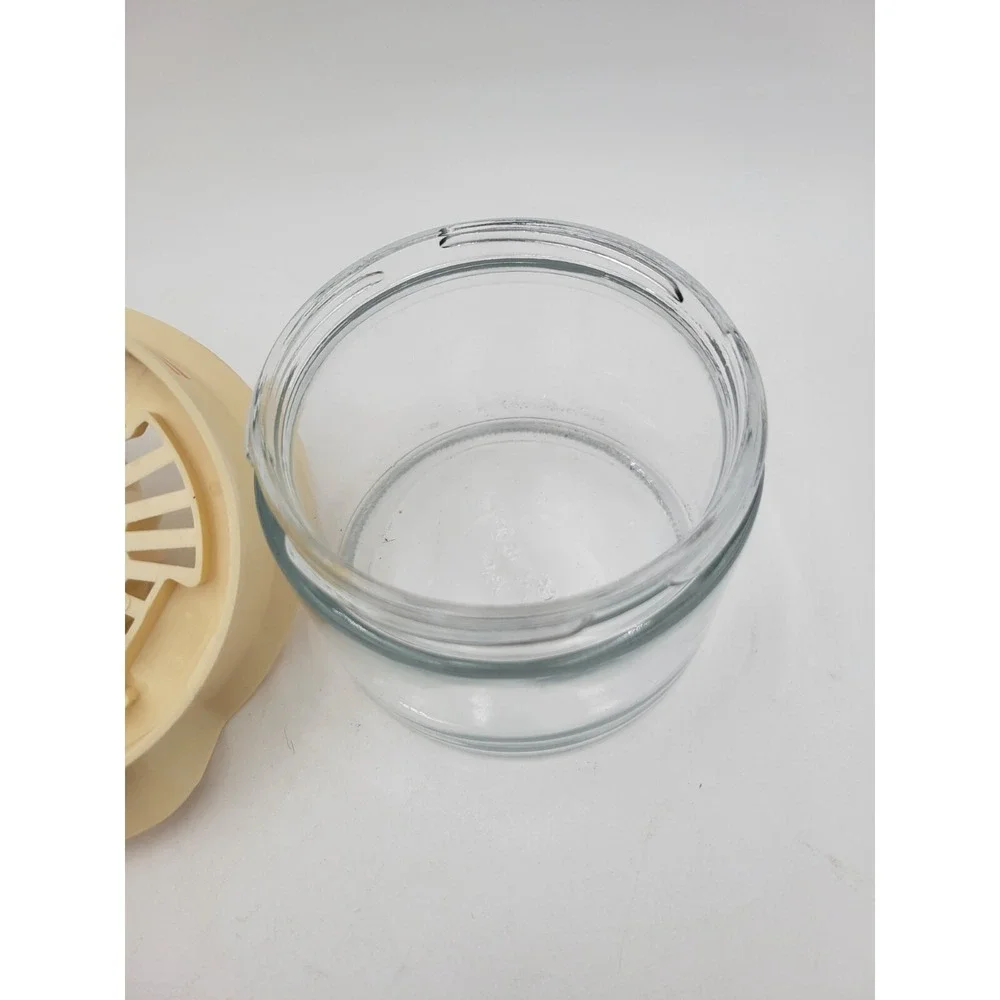 Gemco USA Manual Citrus Lemon Orange Juicer Glass Jar Plastic Lid Stripes